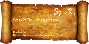 Sztán Krisztina névjegykártya