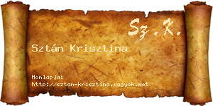 Sztán Krisztina névjegykártya